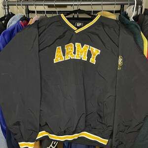 Vintage Gear For Sports US Army V-Neck Embroidered Pullover Windbreaker Jacket
